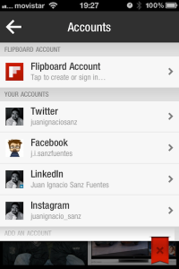 redes sociales accesibles desde Flipboard